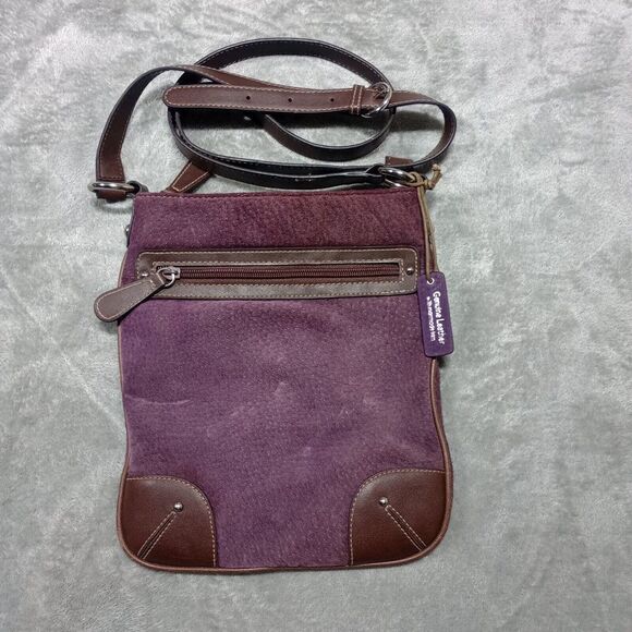 Wilsons Leather Selma II Crossbody‎ Purse Handbag Purple Suede Leather Boho - Picture 1 of 10